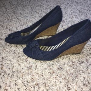 Denim wedges size 8